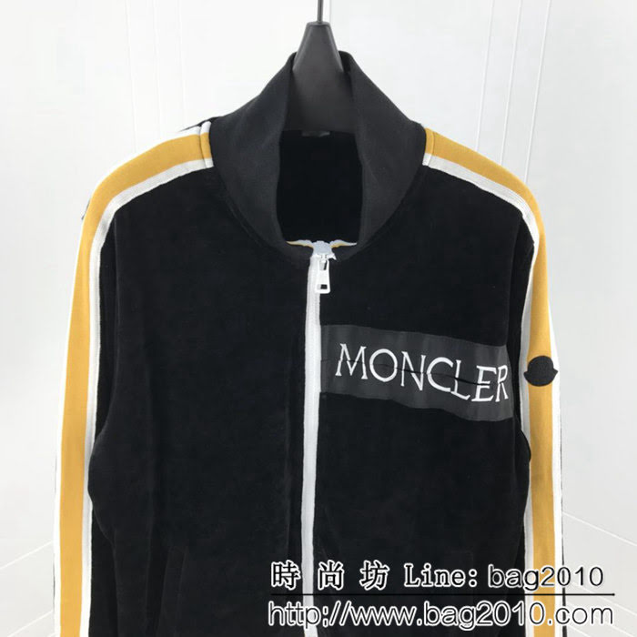 MONCLER蒙口 黑標限量款系列 2018FW 絲絨拼色字母飾帶繡花 拉鏈開衫外套套裝 ydi1170